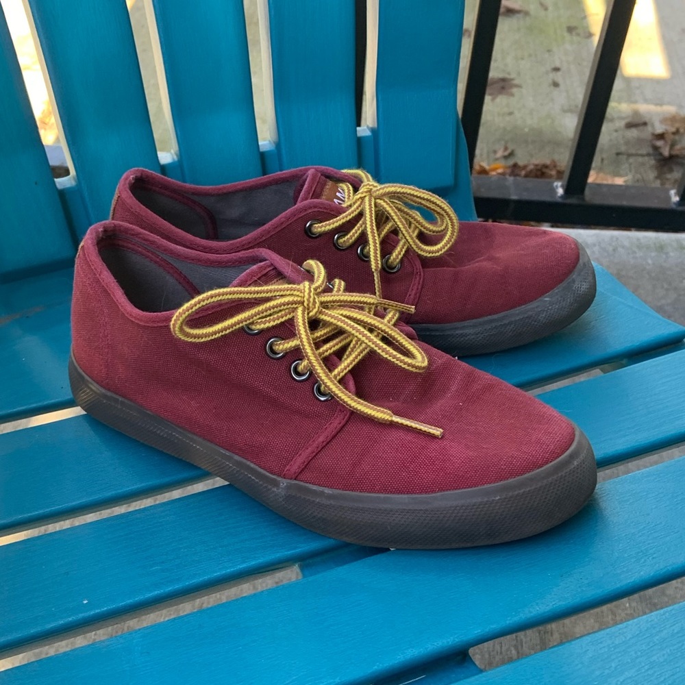 🔥 VAMVAS Limited Edition Handmade Low Profile Canvas Sneaker Burgundy Si…